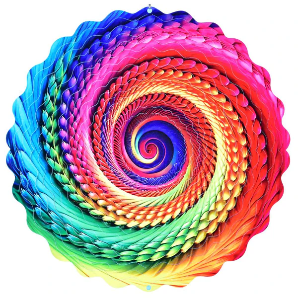 Windspiel Mandala, Regenbogen-Spirale, Edelstahl, 25cm