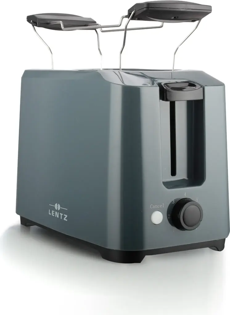 LENTZ 2-Scheiben Toaster 700 Watt Toastautomat mit Brötchenaufsatz GRAU 74221