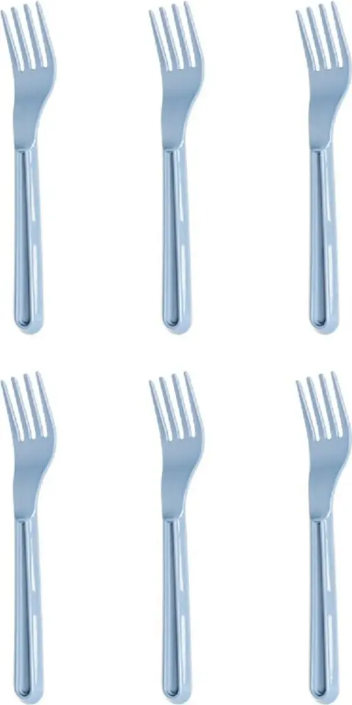 MICHELINO 6-teiliges Mehrweg Kunststoffbesteck-Set Serie Alythia Gabel Blau