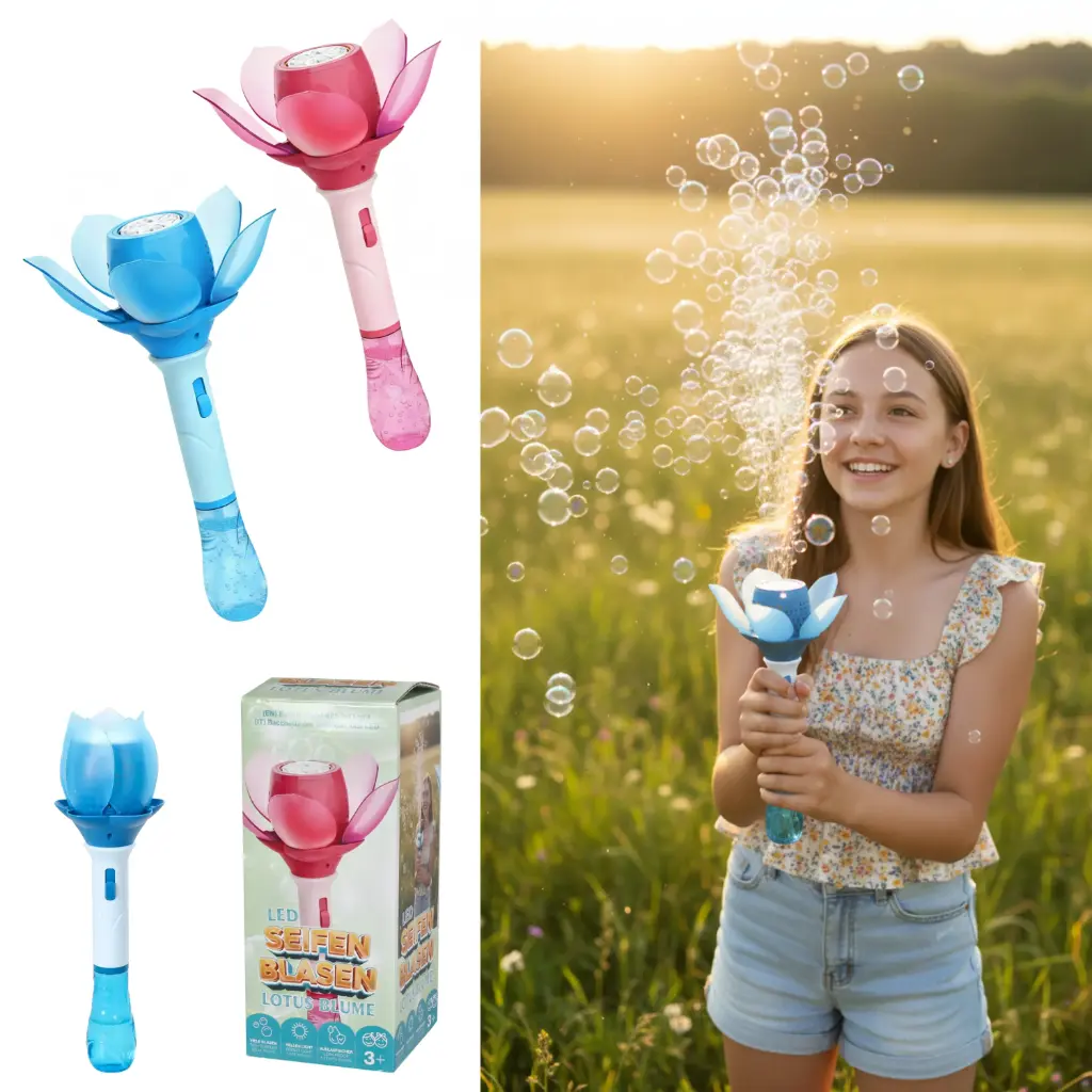 LED Seifenblasen Lotus Rosa