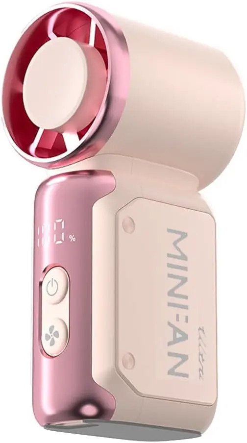 199 Speeds Handheld Mini Fan with LED Display, Rechargeable Personal Cooling Fan for Travel Outdoor ﻿ (pink)