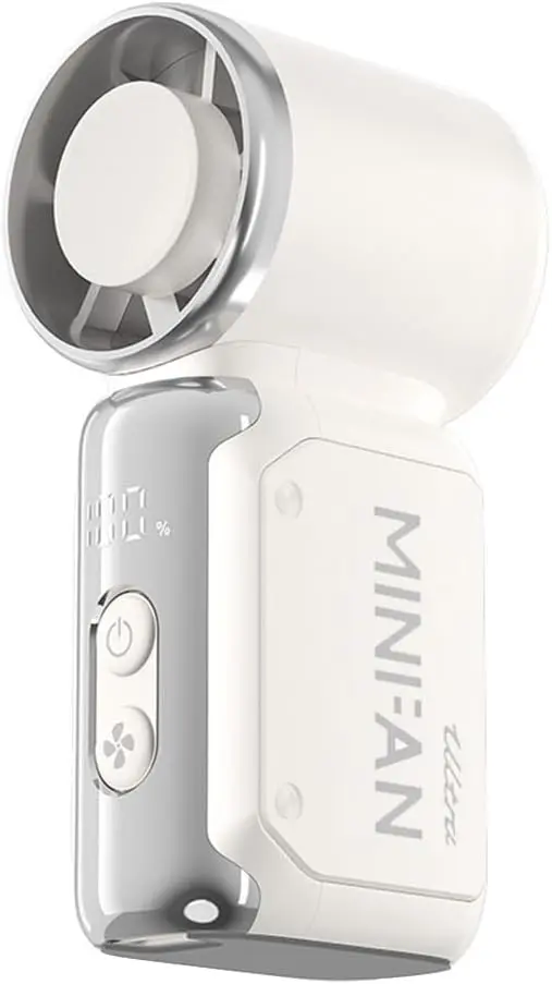 199 Speeds Handheld Mini Fan with LED Display, Rechargeable Personal Cooling Fan for Travel Outdoor ﻿ (white)