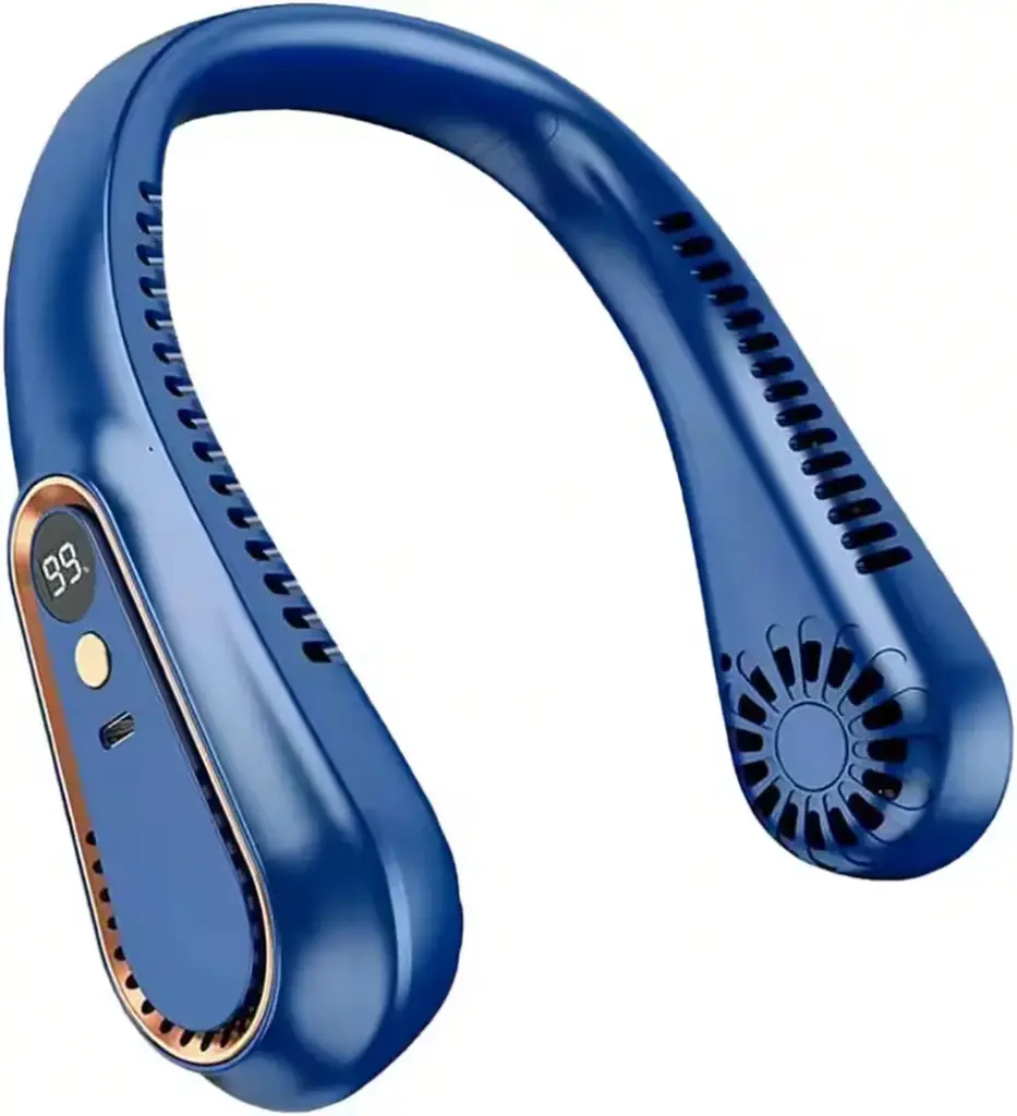 Akku-Ventilator Nackenventilator, Halsventilator Tragbar Leise -Blau-