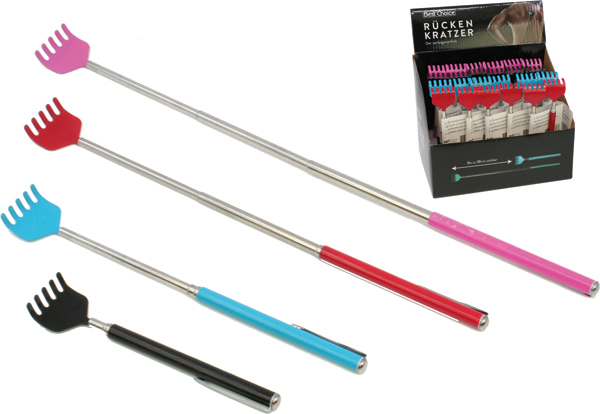 [52653] Rückenkratzer 14cm ausziehbar 36cm, 4 Farben sorti